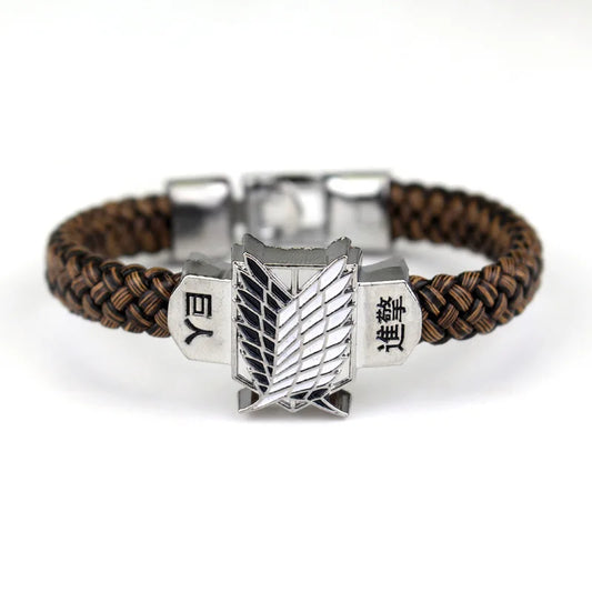 Attack on Titan Bracelet β Leather Rope Woven Anime Accessory