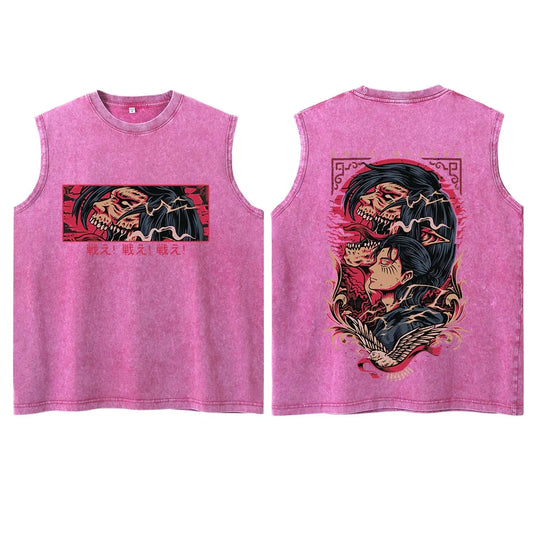Attack on Titan Eren Tank Top β Washed Streetwear Vest