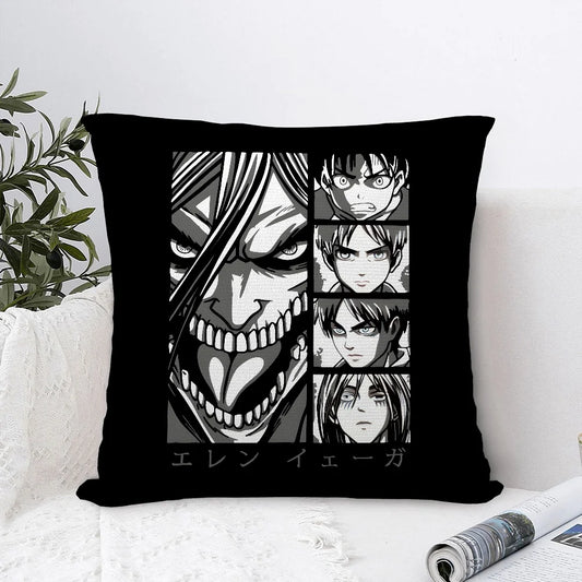 Nordic Attack on Titan Pillow Cover β Double-Sided Plush Anime Cushion Case