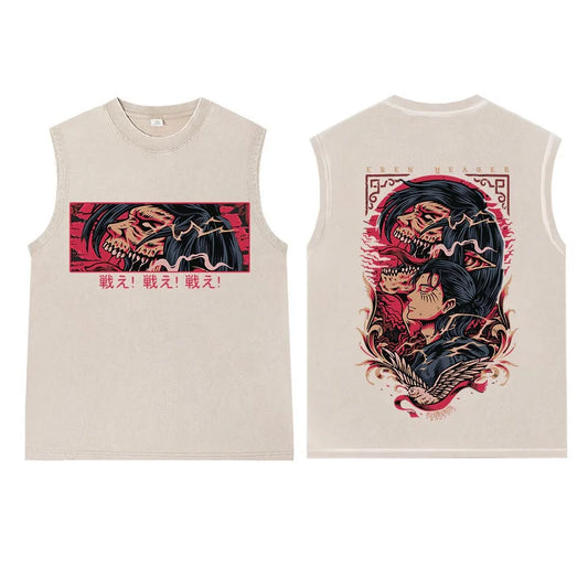 Attack on Titan Eren Tank Top β Washed Streetwear Vest