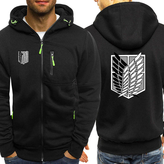 2025 Japanese Anime High Street Jacket – Attack on Titan Logo Print Casual Coat