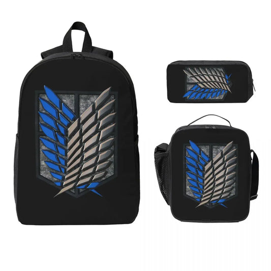 Attack on Titan Kids Backpack Set – School Bag, Lunch Box & Pencil Case
