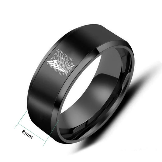 Attack on Titan Stainless Steel Ring β Wings of Liberty Flag Design