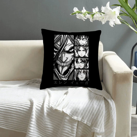 Nordic Attack on Titan Pillow Cover β Double-Sided Plush Anime Cushion Case