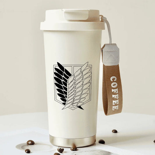 Attack on Titan Thermos Cup β Eren Jaeger & Levi Ackerman Stainless Steel Flask with Strap