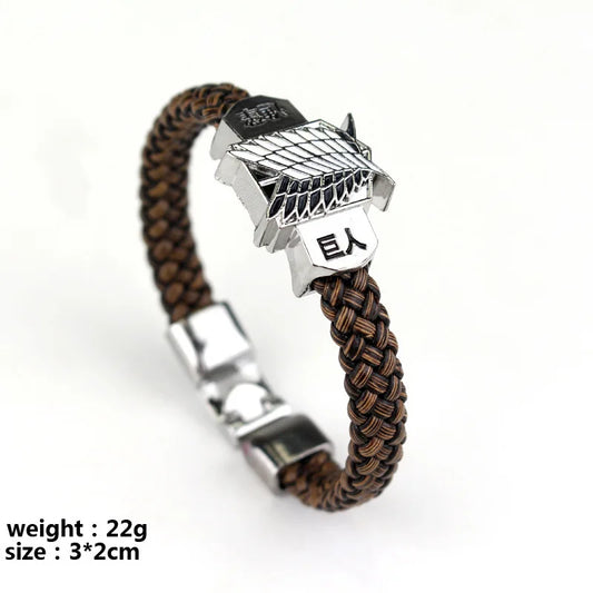 Attack on Titan Bracelet β Leather Rope Woven Anime Accessory