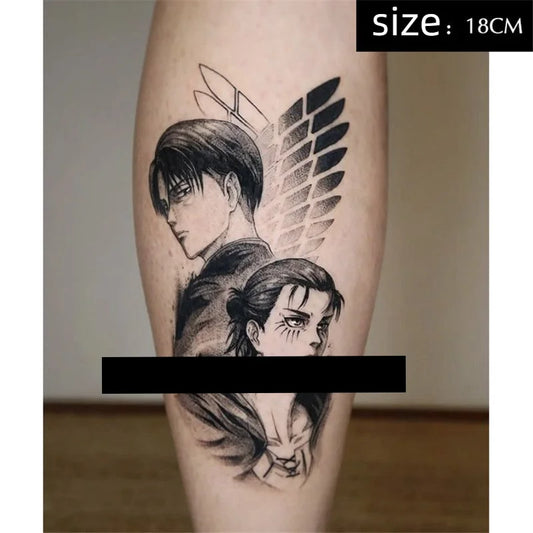 Attack on Titan Eren & Levi Temporary Tattoos β Waterproof Body Art Stickers