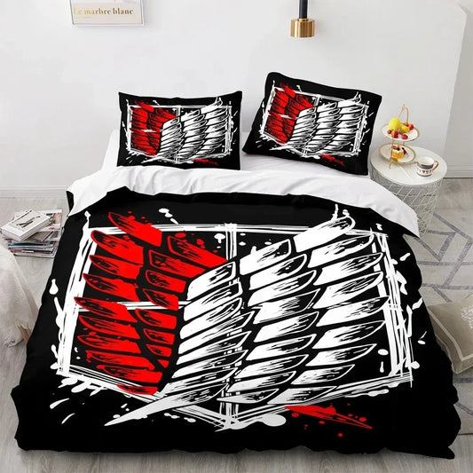 Anime Attack on Titan 3D Printed Bedding Set β Freedom Wings Duvet Cover for Boys & Kids