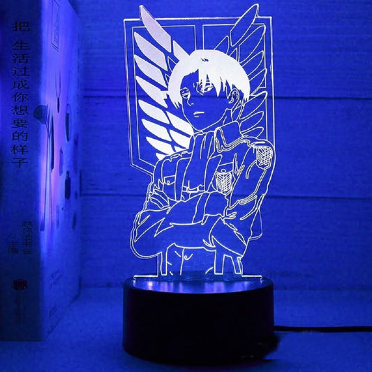 Attack on Titan 3D Acrylic LED Night Light β 16-Color Bedroom Lamp for Anime Fans