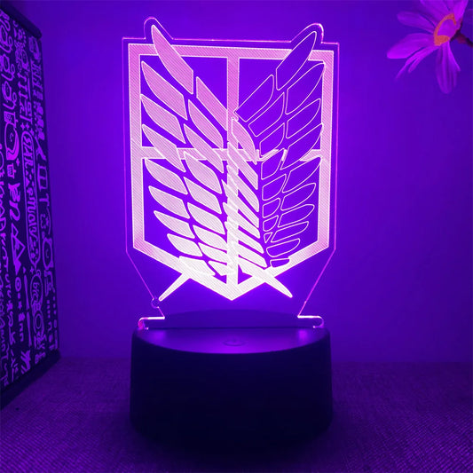 Attack on Titan 3D LED Night Light β Remote Control Anime Lamp for Gamers & Fans