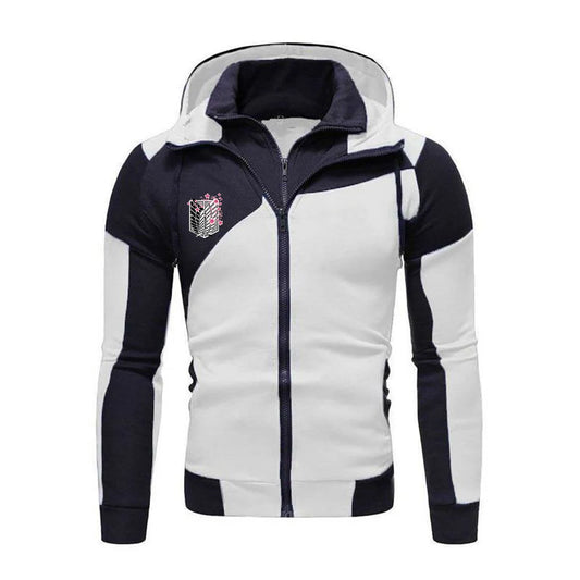 2025 Spring/Autumn Attack on Titan Splicing Jacket – Fake Two-Piece Anime Hoodie for Men