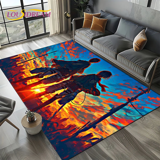 2025 Eren Attack on Titan Carpet – Anime Floor Mat for Bedroom & Living Room