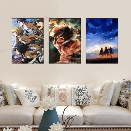 1pc Attack on Titan Anime Poster β Self-Adhesive Waterproof Wall Art Sticker
