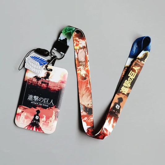 Attack on Titan Card Holder Set – Lanyard & Keychain for ID, Badge, and Cosplay Use