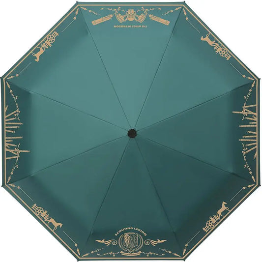 Attack on Titan Vinyl Umbrella – Personalized Cartoon Sun Shade with Badge Handle