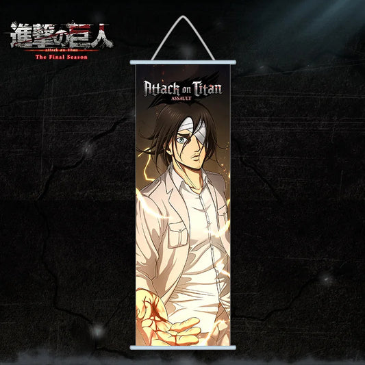 Attack on Titan Eren & Mikasa Scroll Canvas – Wall Hanging Anime Art