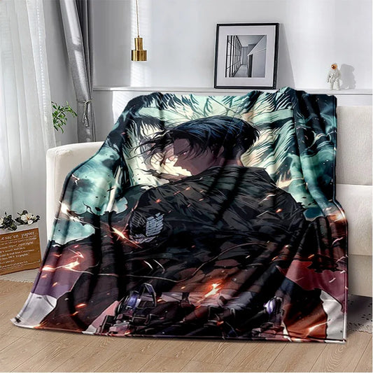Eren Flannel Blanket – Soft Attack on Titan Throw for Bed & Sofa