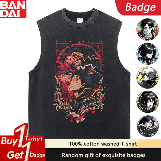 Attack on Titan Retro Washed Vest T-Shirt