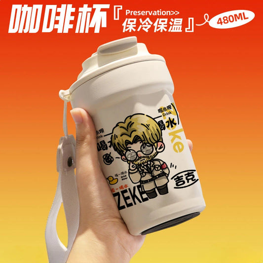 Attack on Titan Thermos Cup – Levi & Mikasa Stainless Steel Bottle