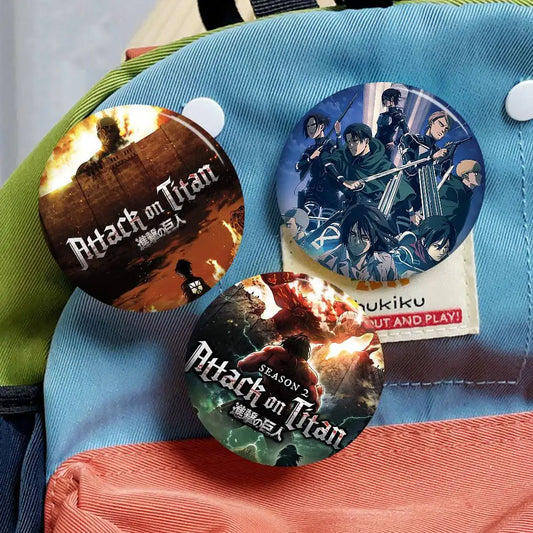 Attack on Titan Creative Pin Set – Funny Smiley Face Brooches