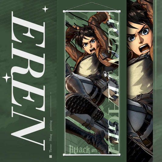Attack on Titan Eren & Mikasa Scroll Canvas – Wall Hanging Anime Art