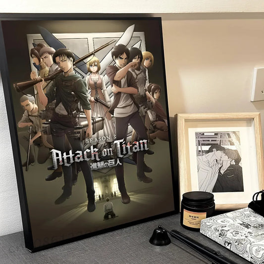 Attack on Titan Kawaii Poster – Waterproof Self-Adhesive Wall Sticker