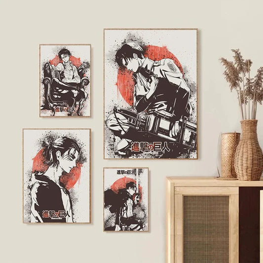 Attack on Titan Vintage Canvas Poster – Classic Anime Wall Art for Boys’ Bedroom & Living Room