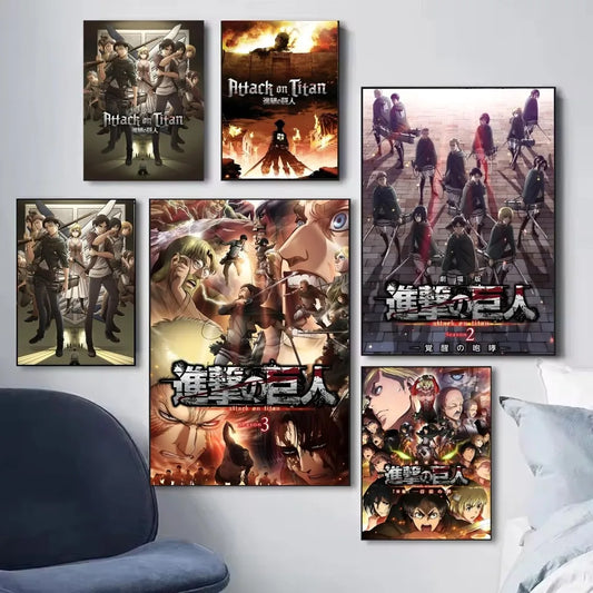 Attack on Titan Kawaii Poster – Waterproof Self-Adhesive Wall Sticker