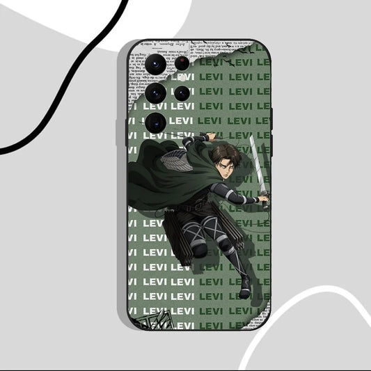 Levi Attack On Titan Phone Case – Silicone Black Shell for Samsung Models