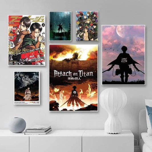 Attack on Titan Poster – Japanese Cartoon Canvas for Nordic Modern Decor