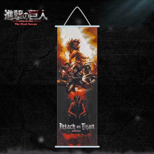 Attack on Titan Scroll Canvas – Wall Hanging Anime Poster & Home Decor