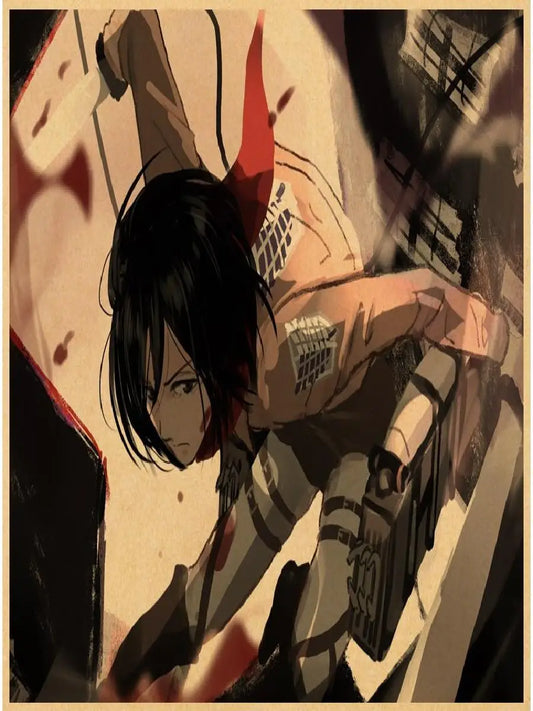 Attack on Titan Vintage Poster – Retro Kraft Paper Wall Art