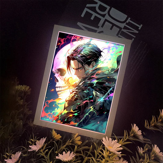 Attack on Titan Light Painting – Anime Wall Art with Moon Lamp Effect