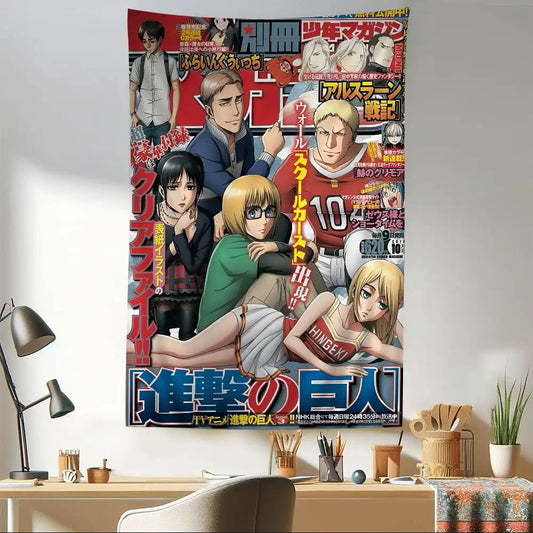 Attack on Titan Tapestry – Anime Wall Hanging for Dorm or Home Decor