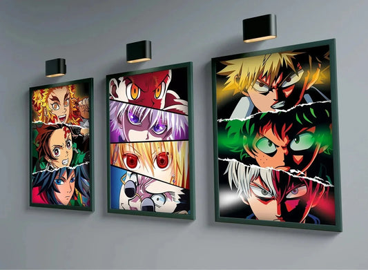 Anime Eyes Canvas Poster – Hunter x Hunter & Attack on Titan Wall Art