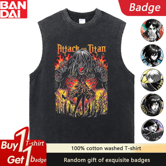 Attack on Titan Retro Washed Vest T-Shirt