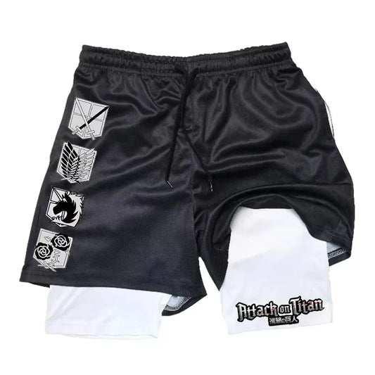 Attack on Titan Print 2-in-1 Gym Shorts