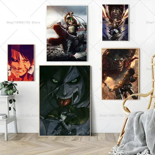 Eren Yeager Attack on Titan Canvas Poster – Anime Wall Art for Home & Café Decor
