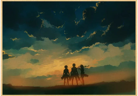 Attack on Titan Vintage Poster – Retro Kraft Paper Wall Art