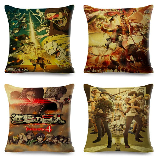 Attack on Titan Cushion Cover – 45x45cm Anime Pillowcase for Sofa & Car