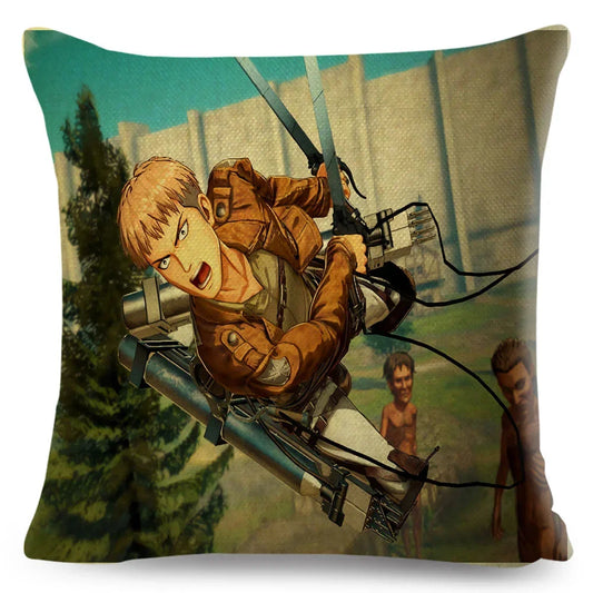 Attack on Titan Cushion Cover – 45x45cm Anime Pillowcase for Sofa & Car