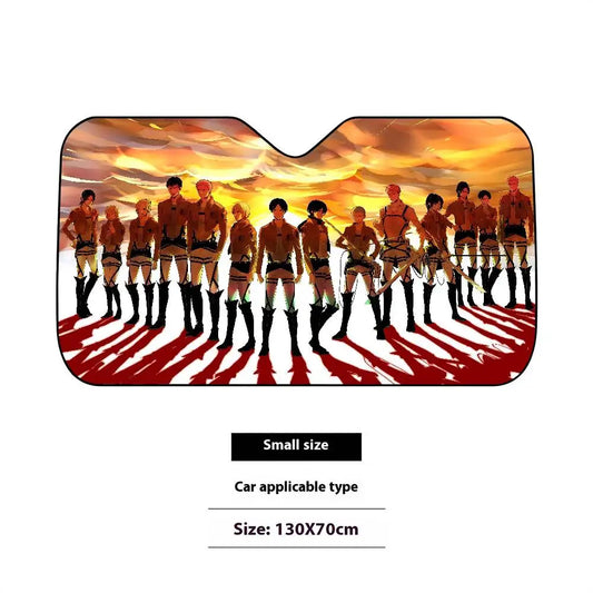 Attack on Titan Windshield Sunshade – Foldable UV Protector with Cartoon Design