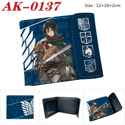 Anime Attack on Titan Folding Leather Wallet – Eren, Mikasa, Armin, Levi Design