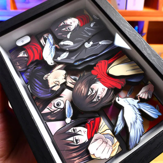 Attack on Titan 3D Paper Art – Handmade Hanging Decor Featuring Eren & Mikasa