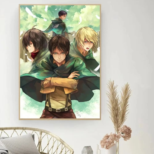 Attack on Titan DIY Vintage Poster – Small Wall Art & Sticker for Study Decor