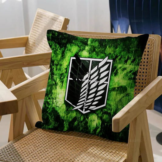 Attack on Titan Pillow Cover – Double-Sided Plush Anime Cushion Case