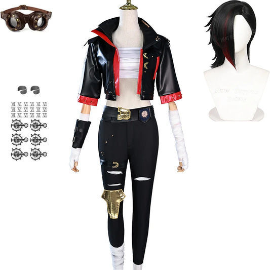 Arcane Vi Cosplay Costume – LOL Game Outfit with Black Wig