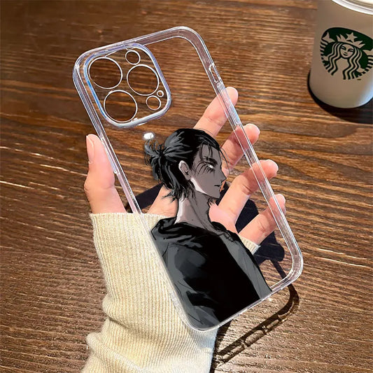 Anime Attack On Titan Eren Clear Phone Case – Compatible with Apple iPhone Models