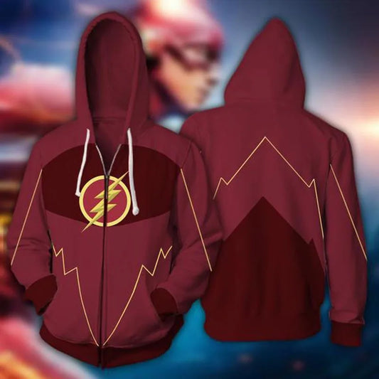 Unisex Hipster 3D Printed Flash Zip-up Hoodie