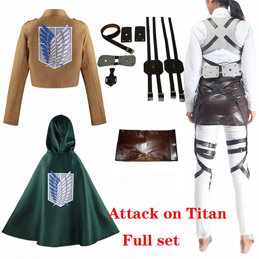 Attack on Titan Full Set Cosplay – Levi, Mikasa, Eren & Hange Costumes